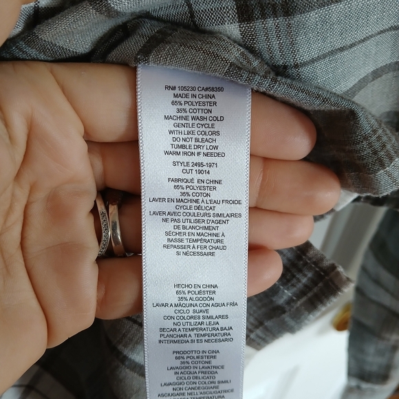 Current/Elliott Plaid Long Sleeve Size 2 Boho Western Casual Lightweight - Picture 5 of 6